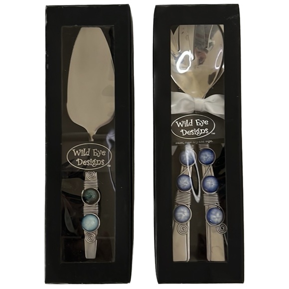 NIB 3 Piece Wild Eyes Stainless Pie Salad Spoon & Fork Serving Set - Picture 3 of 8